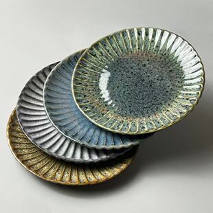 瑕疵陶瓷高颜值碟子竖纹花边菊皿小碟子6英寸家用吐骨碟小吃碟