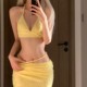 omom2026春夏新款 黄色性感比基尼泳衣女三件套BIKINI沙滩海边泳装
