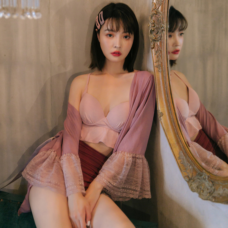 3OMOM游泳衣女分体三件套大小胸ins性感法式少女比基尼度假三亚