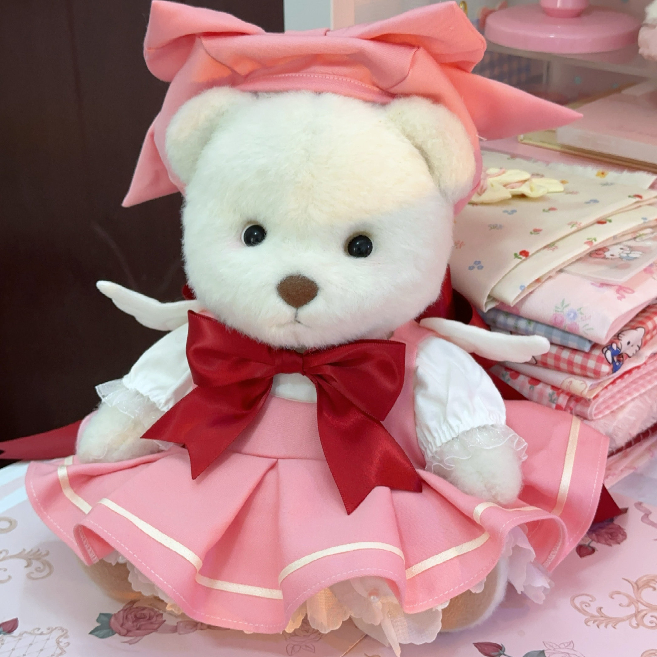 「sakura」莉娜熊娃衣30㎝中号莉娜熊小樱红白战斗服粉色连衣裙