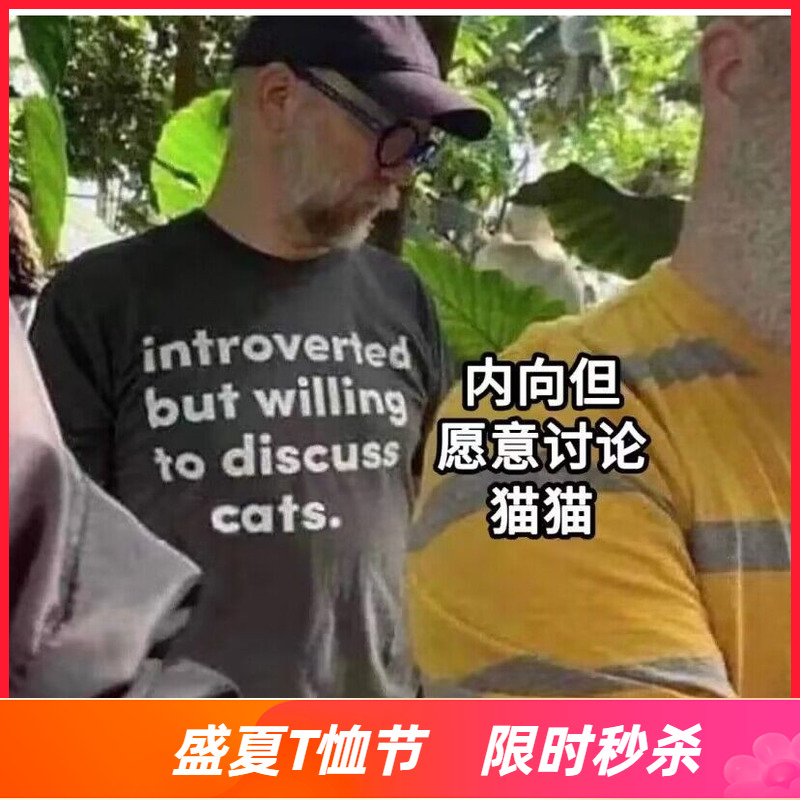 内向但愿意讨论猫猫t恤短袖introverted but willing to discuss