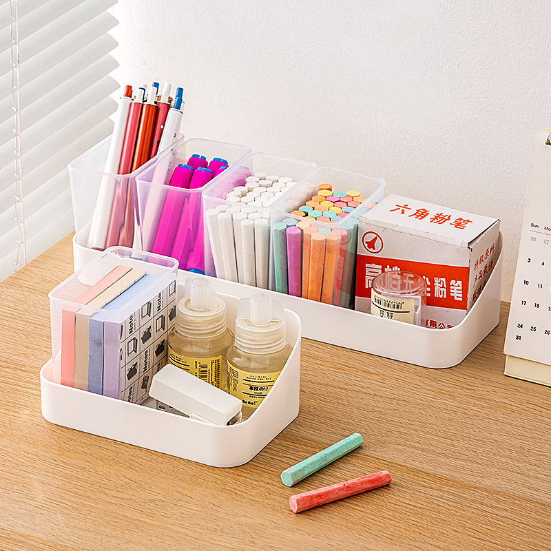 粉笔收纳盒塑料学校班级教室老师讲桌黑板擦整理盒教师讲台粉笔盒