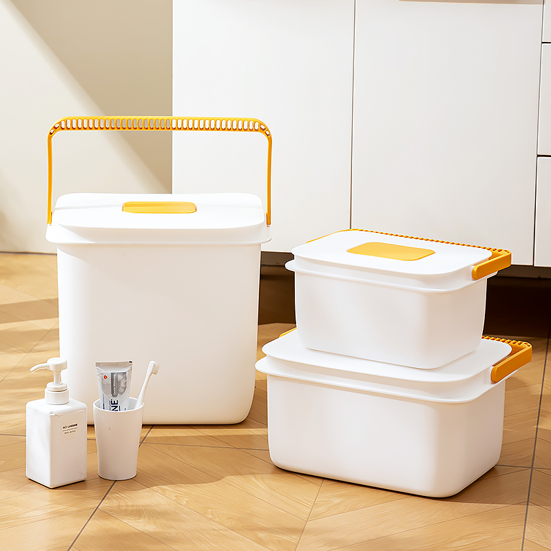 带盖家用桶方形塑料玩具收纳桶水桶可坐洗浴篮手提洗漱洗澡储物桶