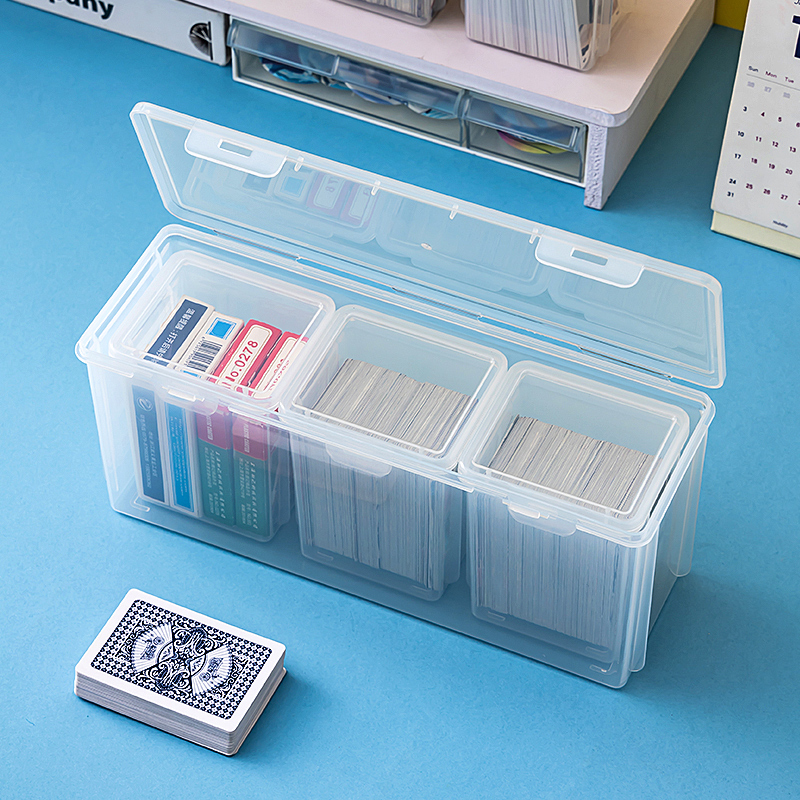 卡片收纳盒分格小马宝莉游戏王奥特曼卡牌防尘带盖小卡盒透明盒子