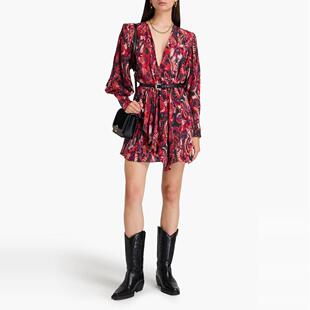 款 过季 气质腰果花荷叶边混真丝连衣裙5061 代购 香港IR0正品