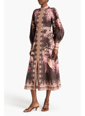 ZIMMERMANN正品代购过季款复古风单排包扣花花连衣裙14927