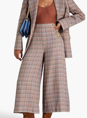 ZIMMERMANN正品代购过季款编织纹TWEED小香风阔腿裤33455