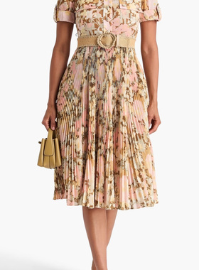 ZIMMERMANN正品代购过季款复古风彩色花朵百折工装连衣裙70541