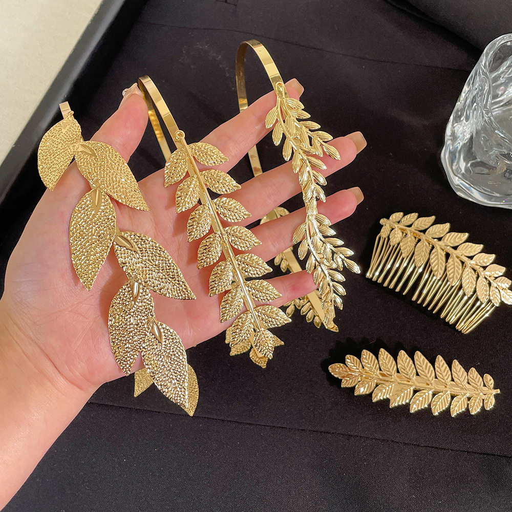金色叶子发箍发冠 欧美树叶头饰发饰 巴洛克森女个性金属发箍