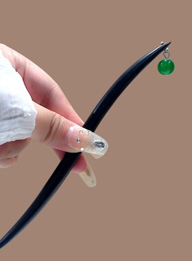 黑檀木发簪古风高级感簪子发钗气质简约新中式汉服步摇盘发木簪女
