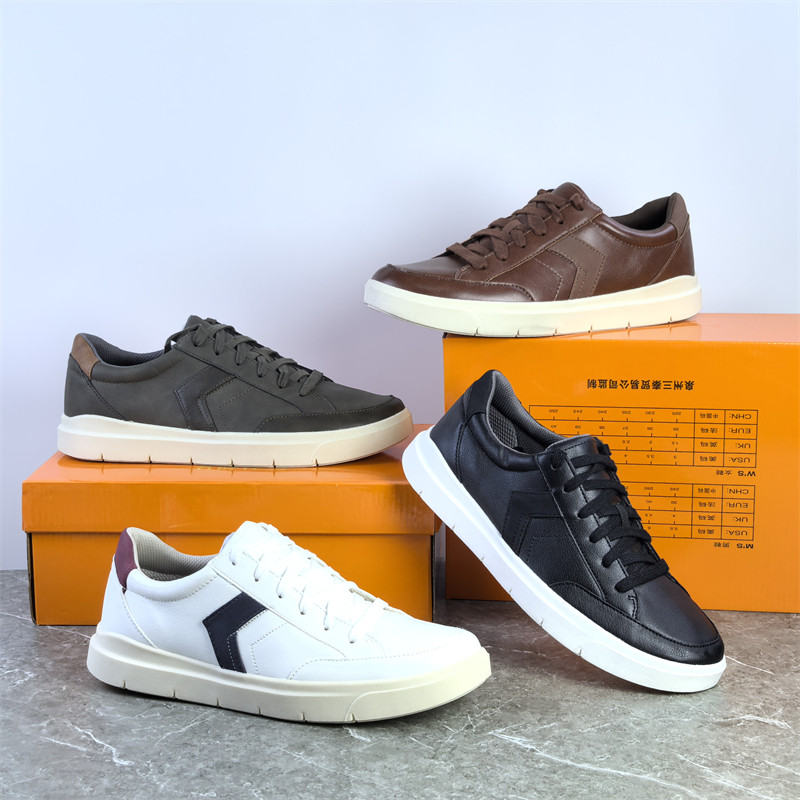 出英国单百搭运动鞋男鞋革面拼接复古休闲鞋耐磨防滑厚底低帮板鞋