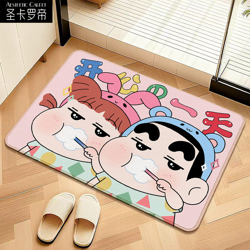 卡通可爱仿亚麻浴室吸水脚垫家用卫生间厕所防滑地垫卧室耐脏地毯,居家布艺,家用脚垫,淘宝优惠券,粉丝福利购,淘宝优惠卷