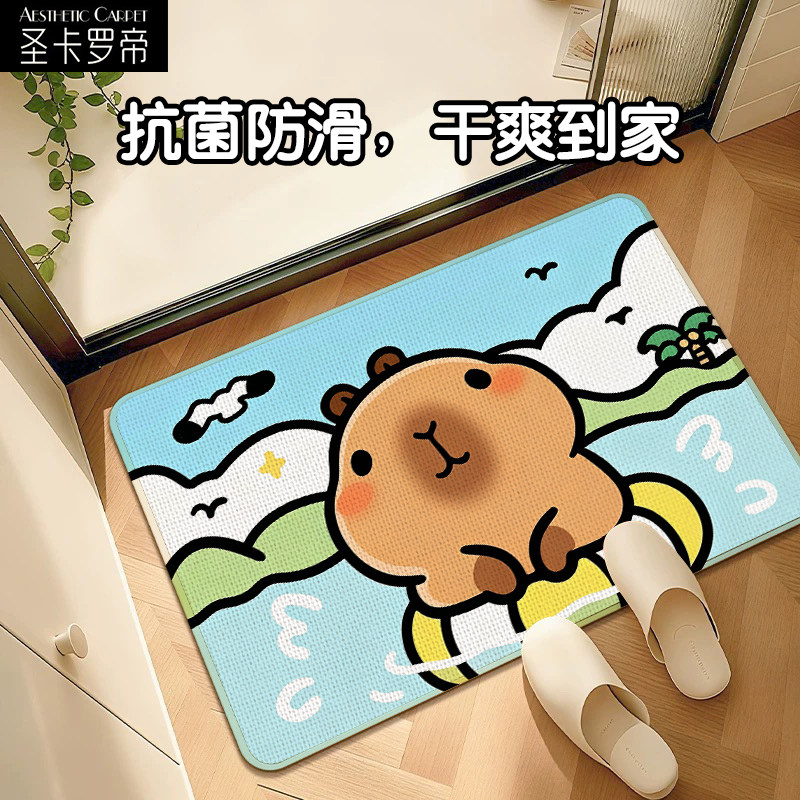 网红卡通可爱地垫仿亚麻编织脚垫