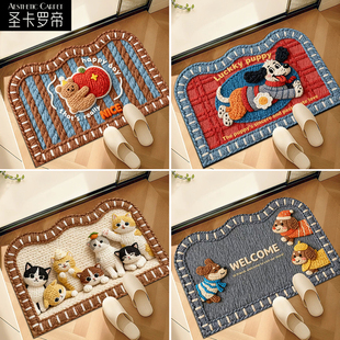 仿亚麻卡通可爱浴室地垫吸水防滑卫生间踩脚垫厕所洗手台速干地毯