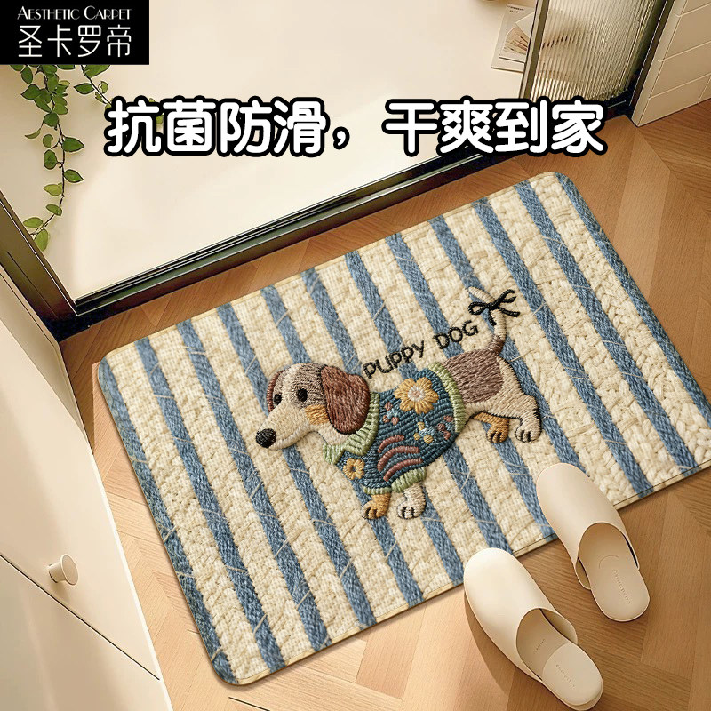 卡通可爱仿亚麻卫浴吸水地垫