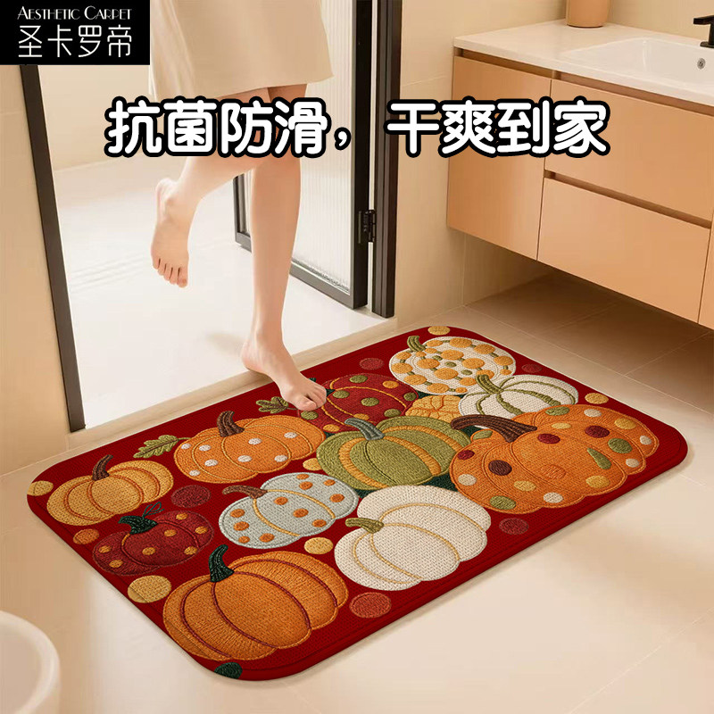 仿亚麻浴室防滑吸水地垫入户门垫家用卫生间速干地毯门厅耐磨脚垫