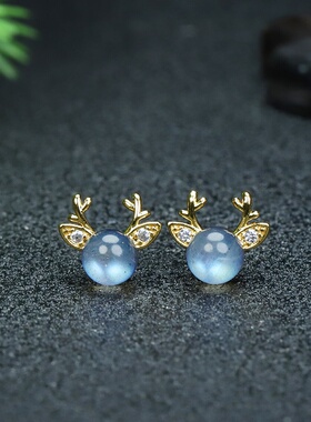 月光石吊坠新款直播间爆款月光石高品质强光一鹿有你小鹿戒指耳钉