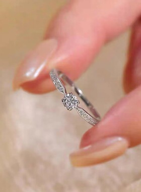 莫桑石初心戒指女时尚百搭求婚结婚仿真感开口指环情人节