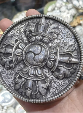 尼泊尔全手工特大925纯银嘎乌盒