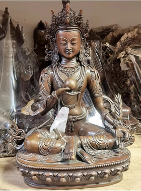 1尺地藏菩萨 尼泊尔进口纯铜古色佛像 地藏王菩萨 高约32公分