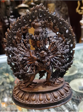 6寸时轮金刚 尼泊尔进口纯铜古色佛像 时轮金刚 约高19cm