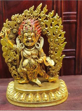 尼泊尔紫铜鎏金做旧佛像金刚手