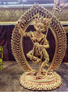 5寸狮面空行母尼泊尔铜鎏金佛像