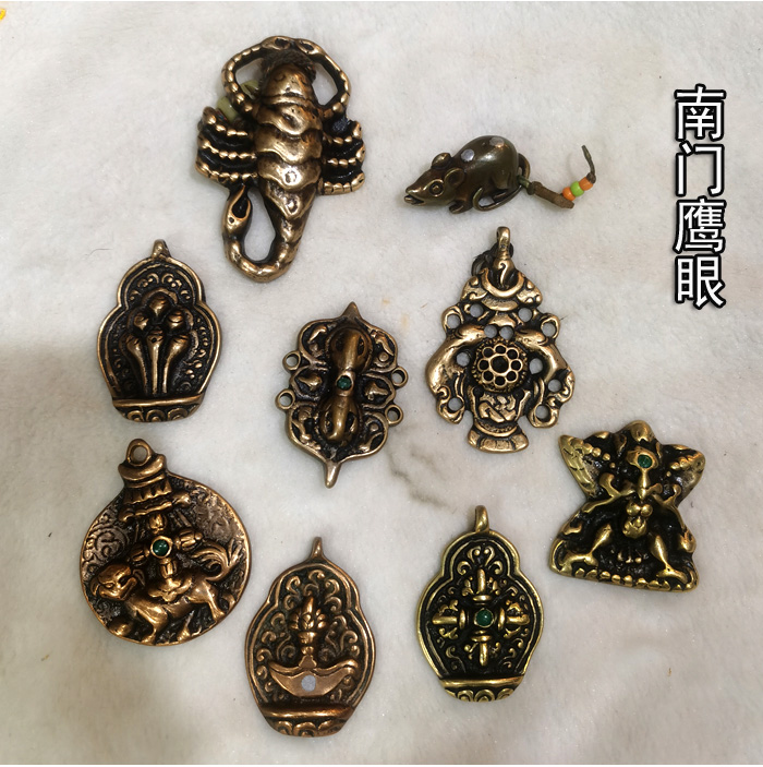 精美手工做旧包浆尼泊尔纯铜托甲