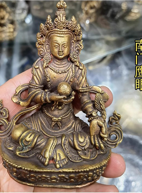 尼泊尔纯铜做旧3寸佛像地藏菩萨