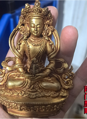 3寸约高8cm 长寿佛 尼泊尔进口纯铜鎏金小佛像 长寿佛