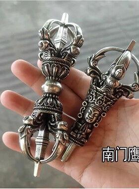 尼泊尔精品纯铜金刚铃佛母头手柄 大号手摇铃用手柄 五股金刚铃头