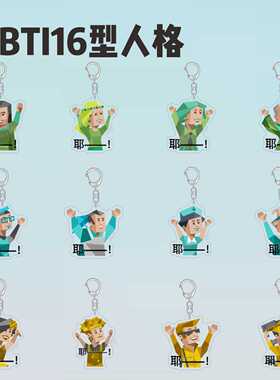 MBTI16型人格周边钥匙扣绿老头小画家INTJ梗图个性书包挂件送朋友