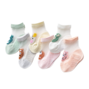 婴儿袜子夏季薄款卡丝清凉袜宝宝短袜水晶丝棉底袜新生儿袜子卡通