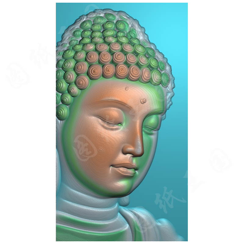 J0029释迦摩尼佛像jdp精雕图bmp灰度图佛头浮雕图纸木雕玉雕机雕