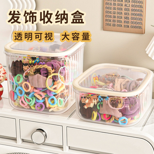 轻奢发箍粉扑收纳盒大容量桌面带盖防尘透明化妆品气垫专用置物盒