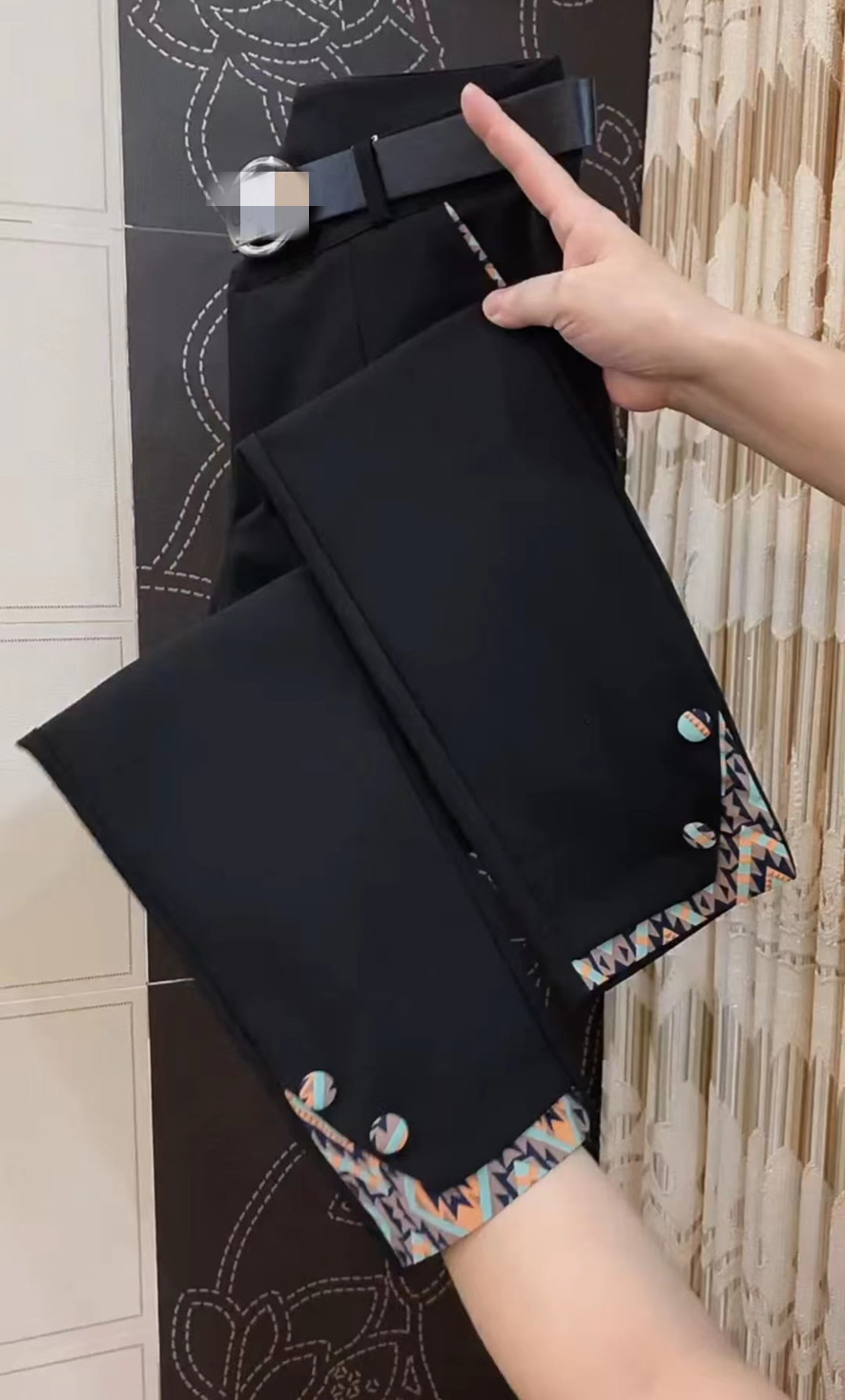 高腰百搭时尚九分简约小脚裤