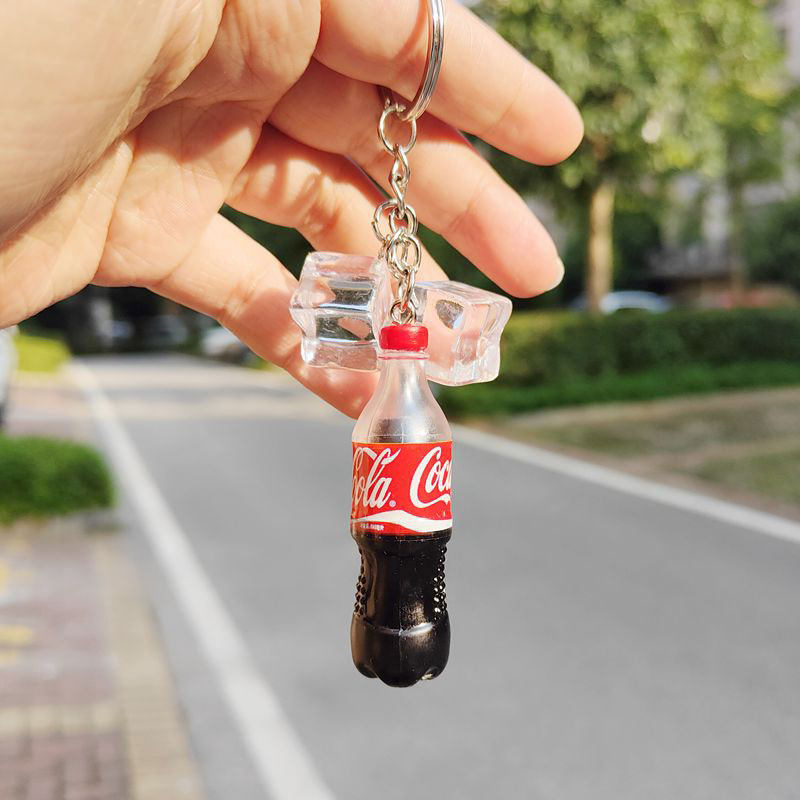 可乐冰块钥匙扣挂件原创设计个性仿真食物车挂饰学生男女包包挂扣