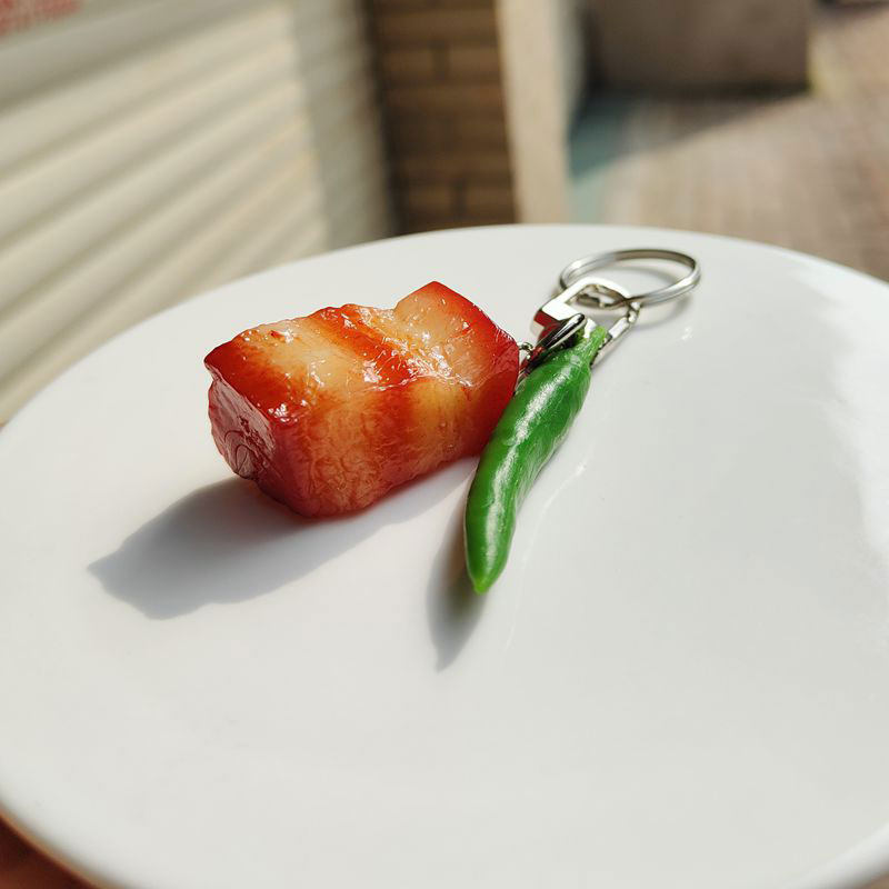 辣椒炒肉挂件~原创设计个性仿真食物钥匙扣趣味搞怪男女书包挂扣