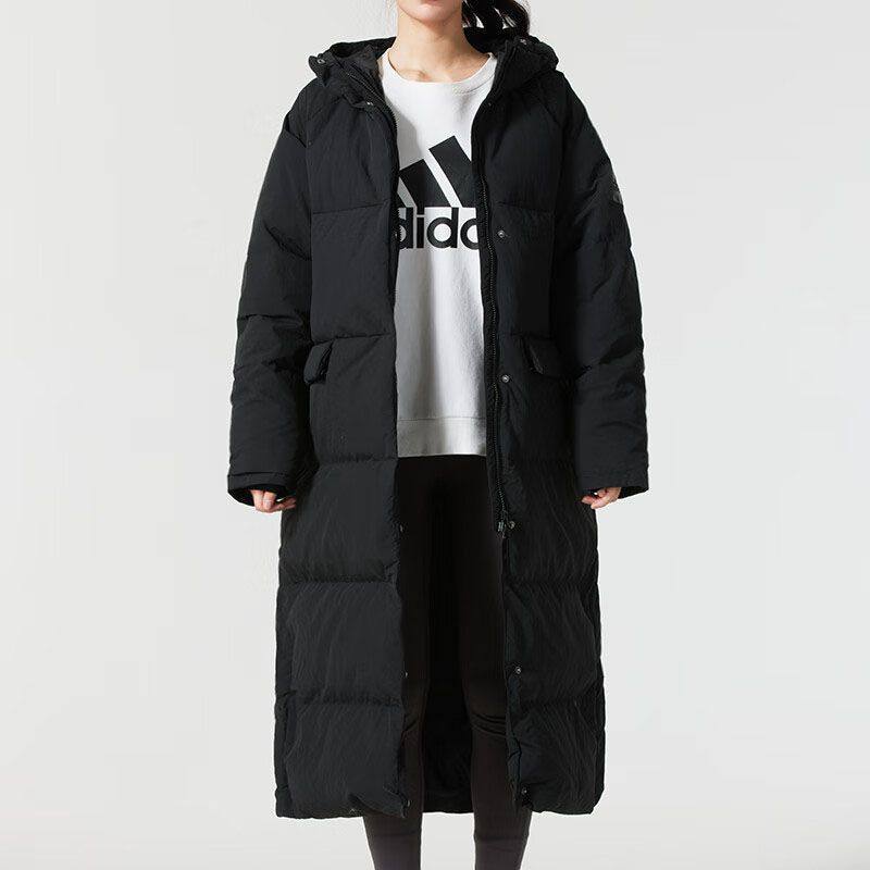 Adidas阿迪达斯W BIG BAFFLE C女子冬季保暖长款连帽羽绒服IK3159,运动服/休闲服装,运动羽绒服,淘宝优惠券,粉丝福利购,淘宝优惠卷