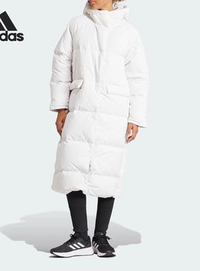 Adidas阿迪达斯W BIG BAFFLE C女子冬季保暖长款连帽羽绒服IK3158