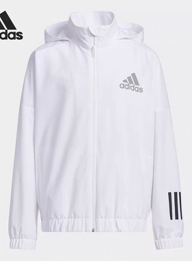 Adidas阿迪达斯YB ST STRWV JKT秋冬青少年白色防风衣外套GP0744