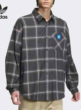 Adidas阿迪达斯CSSHIRT LS M男士翻领格子运动休闲衬衫外套JC6835