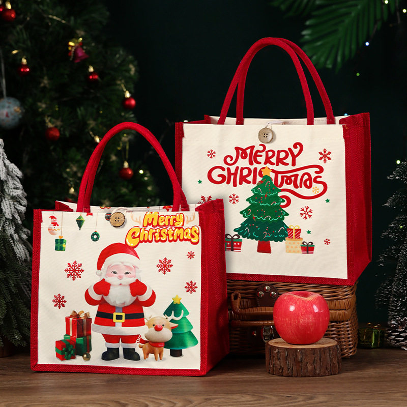 圣诞节礼品袋平安夜苹果糖果手拎礼物袋创意圣诞伴手礼帆布手提袋