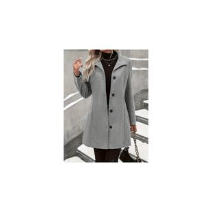women clothes跨境女式外套秋冬休闲时尚长款毛呢长袖保暖呢子大