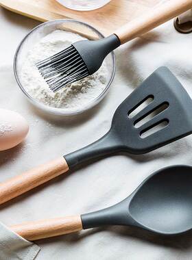 Creative silicone spatula wooden handle non-stick pot spatul