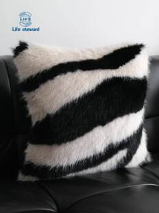 仿貂毛抱枕套毛绒沙发靠枕套条纹客厅靠垫套cushion cover pillow