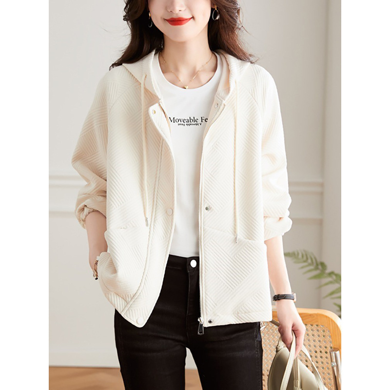 高端精致运动外套女2025新款小个子大码宽松修身拉链卫衣连帽上衣