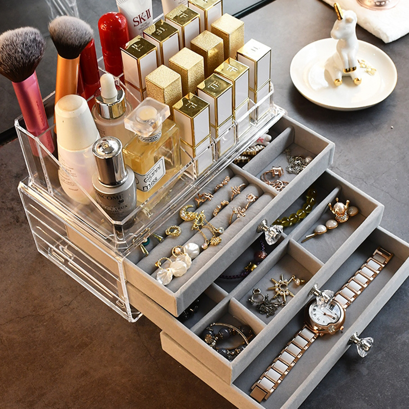 首饰盒收纳盒高档精致化妆品耳环