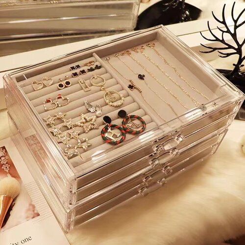 抽屉式口红架子大容量带锁首饰盒