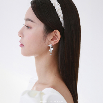 Veils水钻珍珠葡萄型银针耳钉